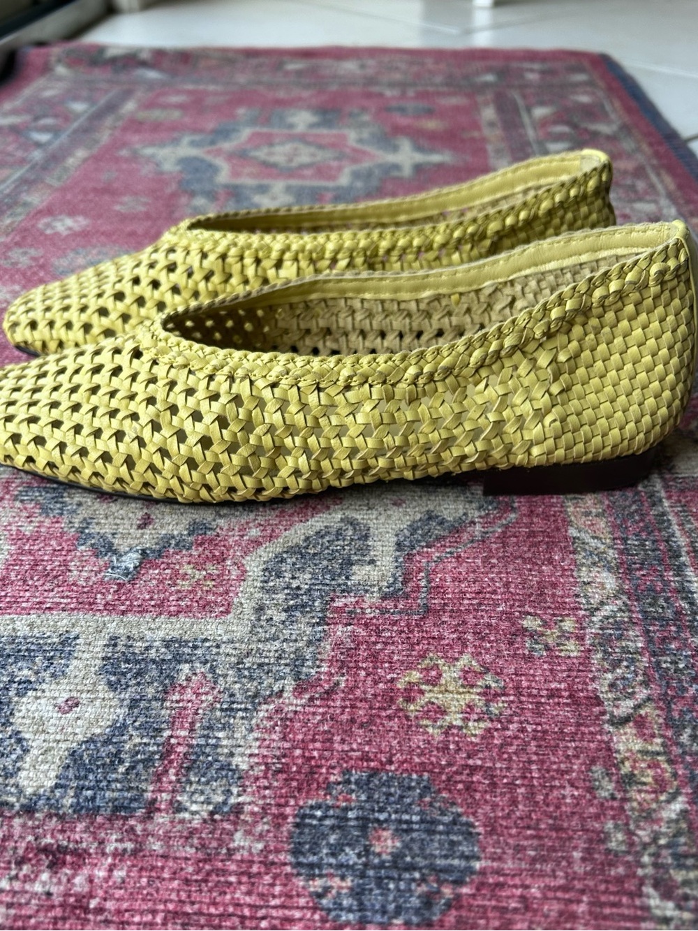 Madewell The Mylie Woven Ballet Flats Yellow Leather Sz (Runs Large) - Picture 6 of 10